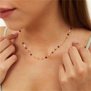 Multicolor Beaded Gold Choker Necklace | 14K Gold Plated Hypoallergenic